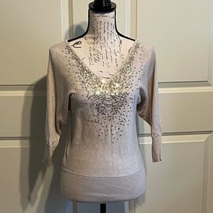 White House Black Market Double Vee Sequin Sz Small